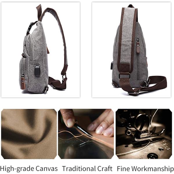 Fashion Herre Brysttaske Lærredstaske Herre Messenger Taske Skuldertaske Med Usb Crossbody Taske Sling Taske Til Cykling, Eventyr, Rejser Grøn