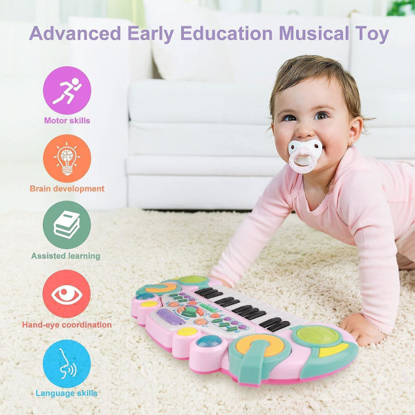 Børne Klaver Keyboard til Baby, 24 tangenter Elektronisk Børne Musik Keyboard med Flere Funktioner
