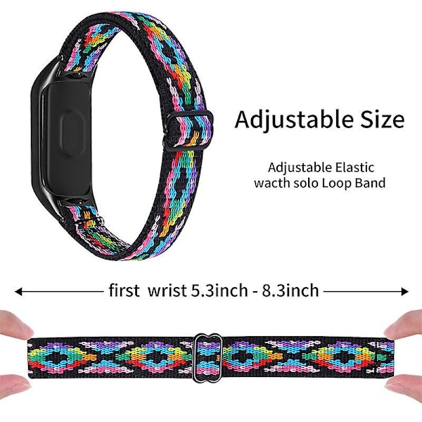 Stretchig nylon anti-scratch justerbar handledsrem för Xiaomi Mi Band 3/4, med svart klockram Style 14
