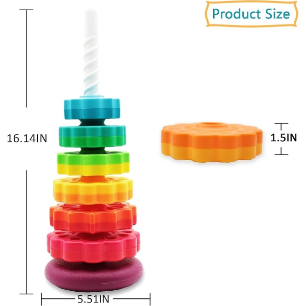 (1 st) Spinnande staplingsleksaker,snurrleksaker Abs Plast och färg regnbågsdesign,fokus på barn pedagogiska och interaktiva lärandes stackleksaker, Sui