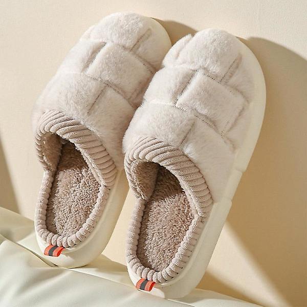 Huspäls plysch mjuka bomullstofflor dam vinter inomhus damtofflor halkfria skor hemtofflor dam glider för sovrum Green 38-39(foot23.5-24cm)