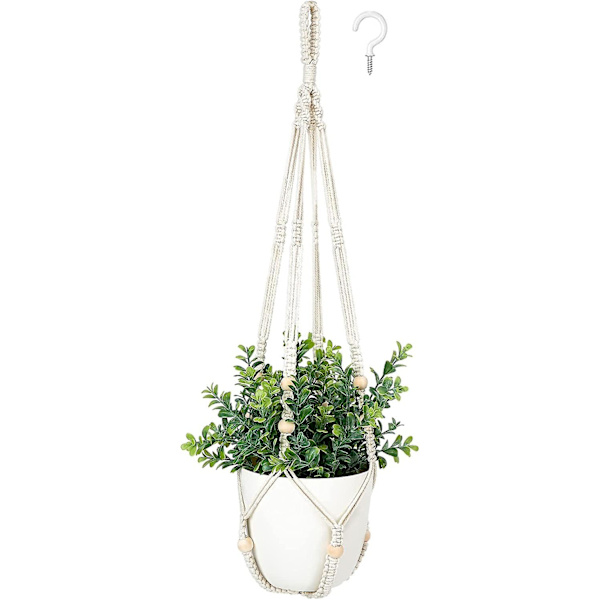 Falsk hængeplante med potte, hængende planter kunstig dekoration makrame planteophæng med falske planter boho faux hængende plantekasse grønt til hjem soveværelse