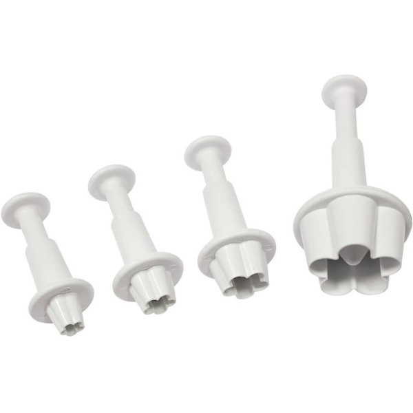 4-delad DIY kakplunger-skärmformar sockerhantverk tårtdekorering, plommonblomma