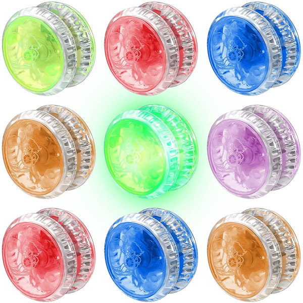 9 stycken Led-ljus Yo-yo Responsive Kullager Jojo Plast Responsiv Yoyo Kul Yoyo För nybörjare Födelsedagsfest Goodie Bag Fillers Klassrum Rand