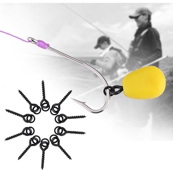 100 stk. 15 mm agnskruer fiske agn fiske boilie agnskrue lokkemadspinde med runde ledløkker hvirvler ternalt tackle tilbehør, sublight sort