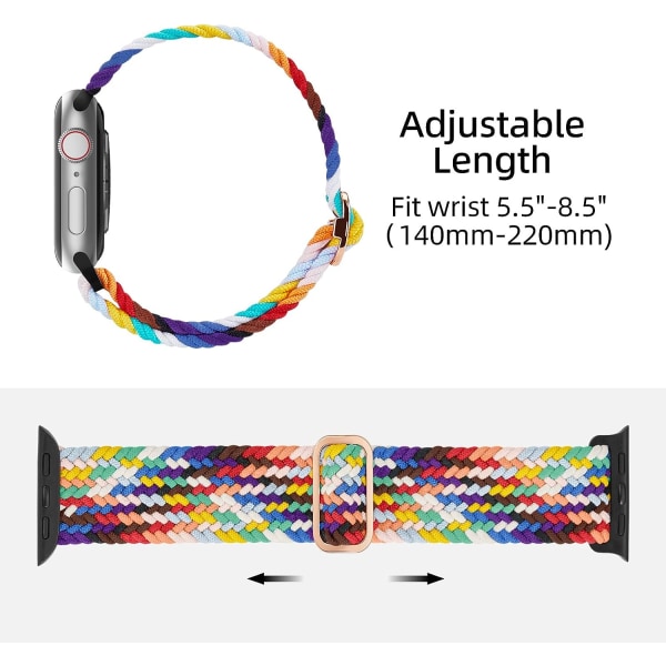 Armband kompatibel med Apple Watch-rem, 38 mm, 40 mm, 41 mm, för män och kvinnor, justerbart elastiskt klockarmband kompatibelt med iWatch Series Pink blue 38 mm 40 mm 41 mm