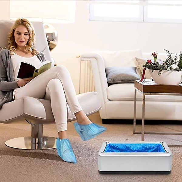 Automatisk skoskyddsdispenser, 200 st skoskydd inomhus engångs, stövlar för bärbar maskin passar en storlek, skoskydd skyddar golvet Silver