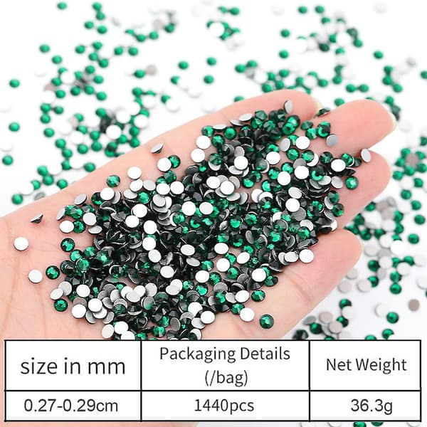 Krystall Runde Neglekunst Flat Backs Rhinestones Edelstener green