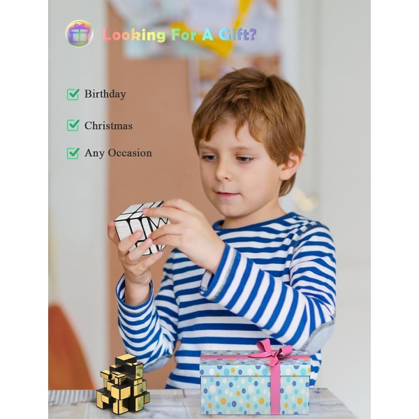 Speed Cube Sæt Med 2 Guld Spejl S Cube, Sølv Vindspejl Cube, Irregulær Speedcubing 3x3x3 Twisty Box Puzzle