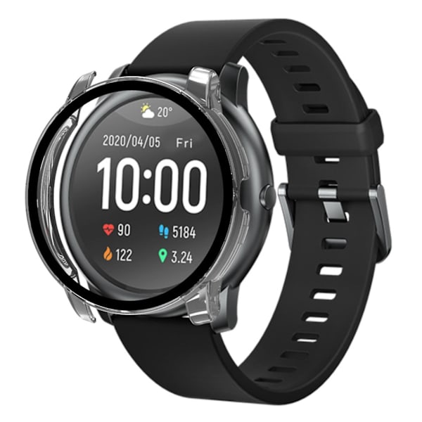 PC-etui til Haylou Solar LS05, + Skærmbeskytter i hærdet glas, ridsefast beskyttelsescover Black