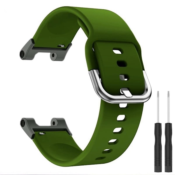 Universell 22mm silikonklockarmband för Huami Amazfit T-Rex(Pro)/Ares, klockarmband med fyrkantigt spänne Army Green