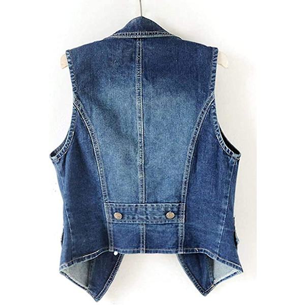 Dame Casual Ermeløs Denim Vest Cropped Jeans Vest Jakke S