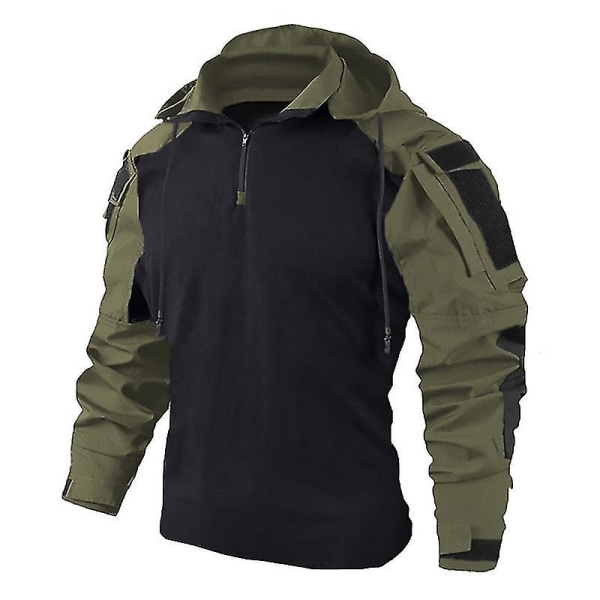 Miesten taktinen paita US Camouflage Military Combat T-paita Airsoft Paintball Retkeily Metsästys Vaatteet Green XXL