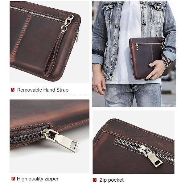 Stor kapacitet Retro Läder Laptop Skyddsväska för MacBook Pro 15.4/16 tum, med Handrem