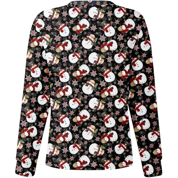 Dame Skrubjakke Trykt Jul Trykte Skrubjakker For Kvinner Høst Skrub Topper Jul Grafisk Sykepleiejakker 2XL T