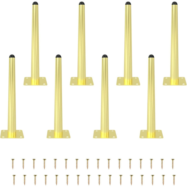8 st 12 tum möbelben, raka koniska metallmöbelben svarta möbelben i mitten av århundradet stolsfötter ersättningsben för soffa skåp soffbord stolsben Gold 30cm