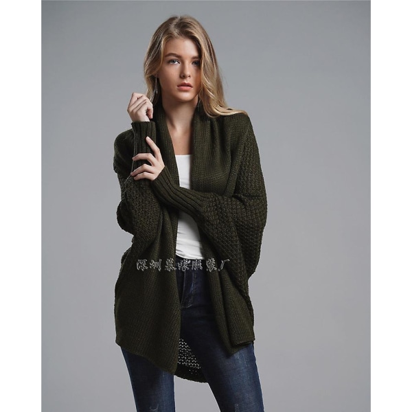 Syksyn ja talven lepakkohiha plus-koon pitkä neulecardigan-pusero naisten takki naisten pusero Dark green Average size