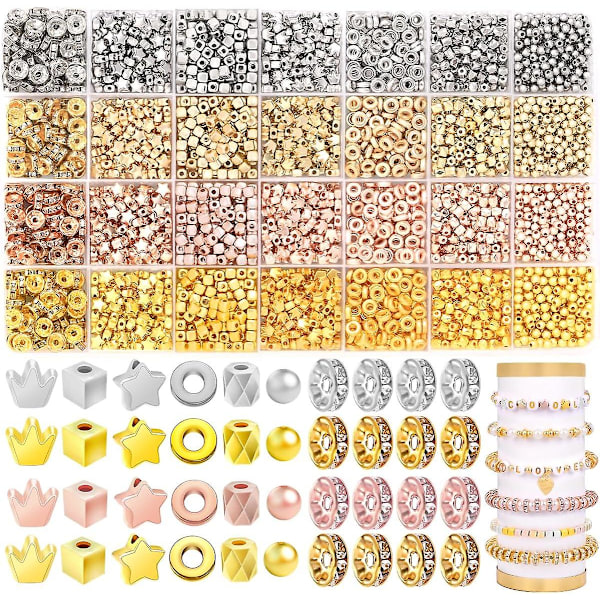 1700 st guld distanspärlor kit - smyckestillverkningsset