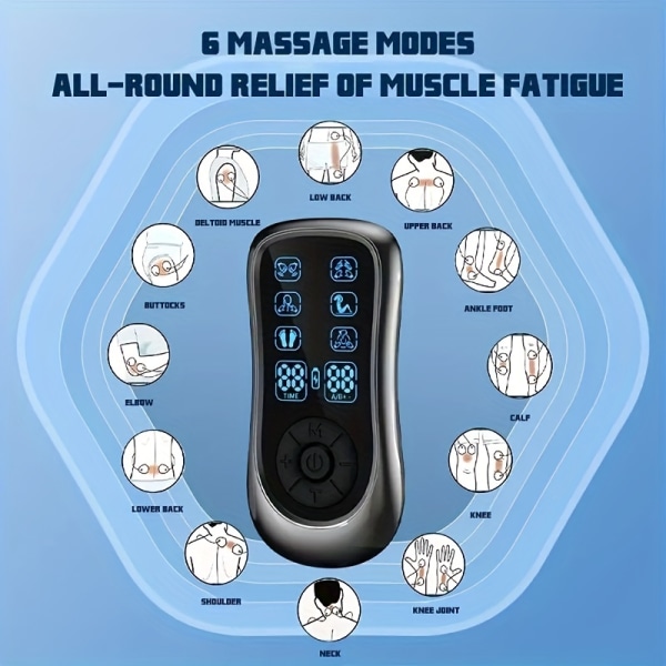 Ny uppladdningsbar muskelstimulator med tiotals enheter Smärtlindring EMS Electric Pulse Impulse Mini Helkroppsmassageapparat med 6 massagelägen för män och kvinnor
