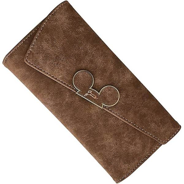 1 st. Färgade Skrubbar Damplånbok Damers Lång Swash-lock Tri-fold Mickey Head Plånbok Smalt Telefon Myntficka Plånböcker
