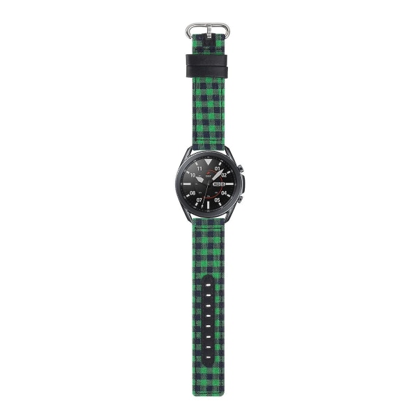 Watch i läder i nylon för Samsung Galaxy Watch 5 40mm/44mm / Watch 5 Pro 45mm, Ovalt spänne Black  Green Plaid
