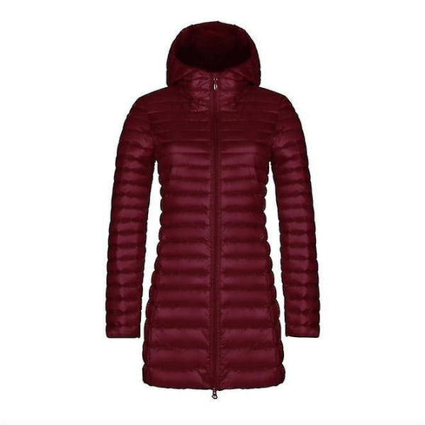 Höst och vinter Nytt mode  Kvinnlig tunn sektion Lång sektion Huva Koreansk version Av den smala Stora storleken Enkel jacka Wine Red XXXL