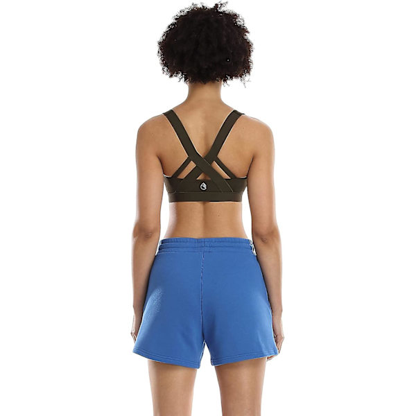 Kvinnors vadderade sport-bh med medium support, korsrygg, gym, yoga-bh Dark green S