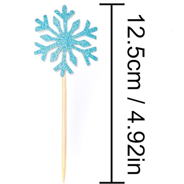 Frozen Kakunkoristeet, 20 kpl Lumihiutale Cupcake Koriste, Hyvää Syntymäpäivää Kakunkoristesetti, Hopea ja Sininen Syntymäpäiväkakun Koriste
