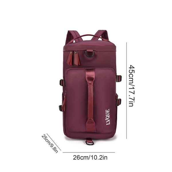 Nytt gymväska med skofack för män och kvinnor, resväska ryggsäck crossbody tote ryggsäck sportväska med stor kapacitet torr våt separation Fuchsia