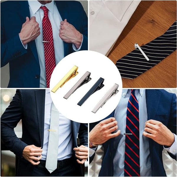 4st Slipsklämmor, Klassiskt slipsnål för män Snyggt Slipsklämmor för Män Vardagsliv Bröllop Jubileum Business Fars Dag Presenter