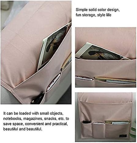 Beige Sofa Armlene Organizer, Multifunksjonell Sammenleggbar Veske Materiale Sofa Armlene Oppbevaring For Blader Telefon TV Fjernkontroll