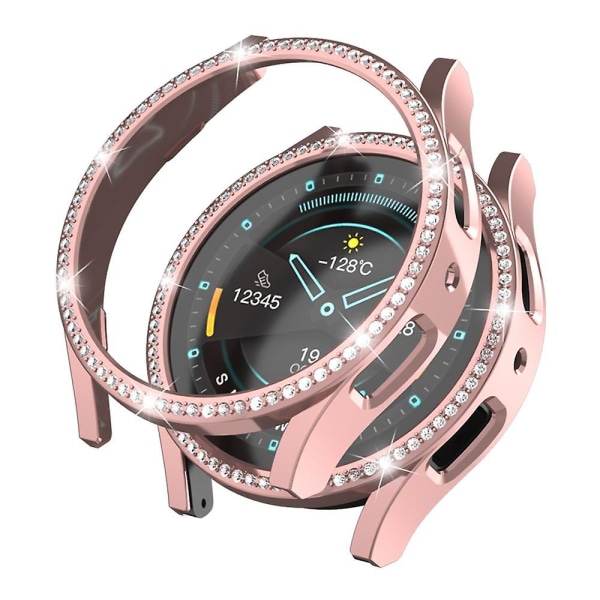 Hård PC-fodral för Samsung Galaxy Watch6 44mm, strassdekorerat klockfodral med ihålig design Pink