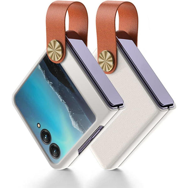 Hand Strap Skyddande Fodral Kompatibel Med Motorola Razr 40 Ultra, För Motorola Razr Plus 2023 Premium Feel Pu Läderfodral White For Motorola razr 40 Ultra
