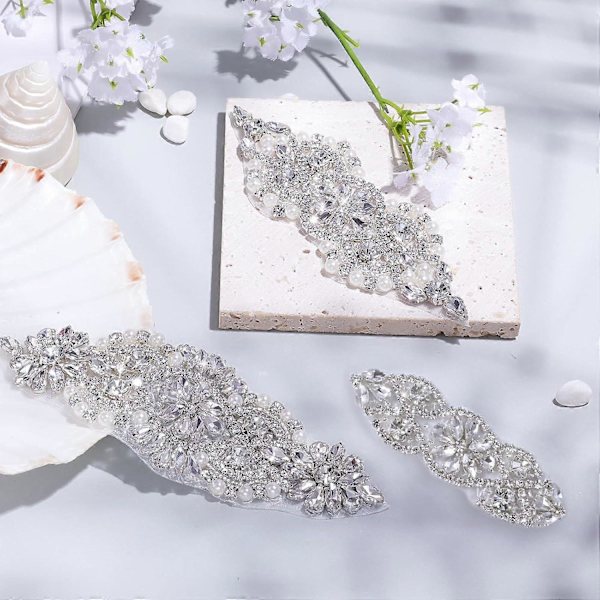 3 st Kristall Rhinestone Applikation, Bröllops Applikationer Rhinestone Bälte Applikation