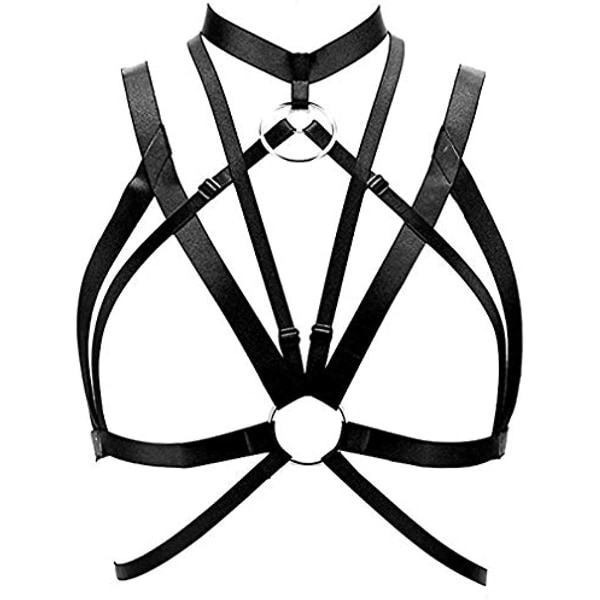 Sexy Dame Harness Bur Cage BH Bandasje Hult Stropp Lingerie Gothic Halter Crop Topper Justerbar