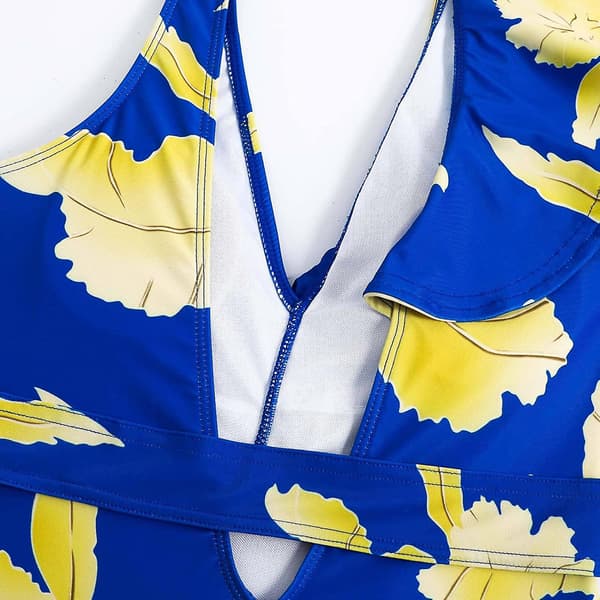 Badetøj i ét stykke til kvinder, slank retroprint M 08 Blue
