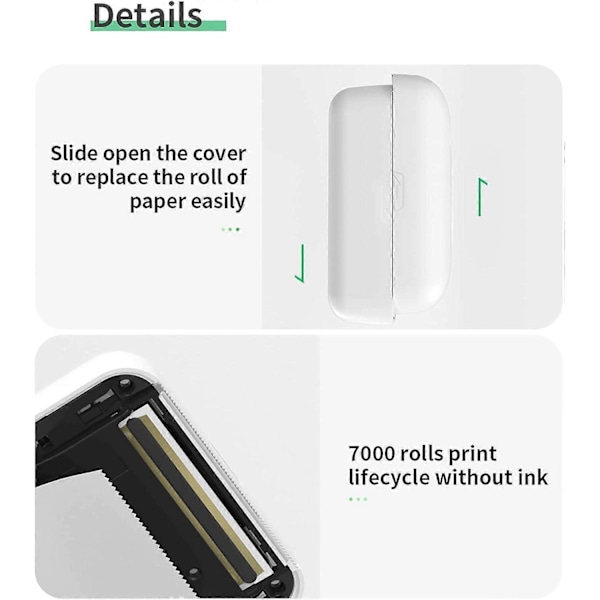 Mini valokuvatulostin A6 mini tasku lämpötulostin langaton BT valokuvalaput kuitit toiminto valokuva AR valokuva USB-kaapelilla 9 rullaa keltaista lämpöpaperia blue