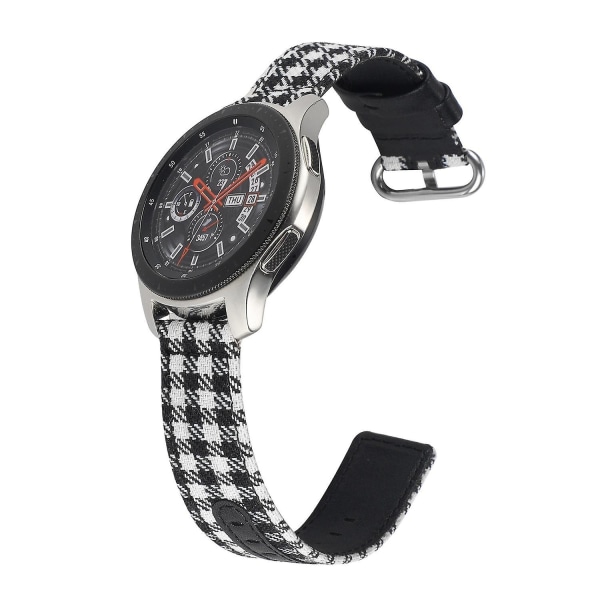 Watch i läder i nylon för Samsung Galaxy Watch 5 40mm/44mm / Watch 5 Pro 45mm, Ovalt spänne Black Plaid