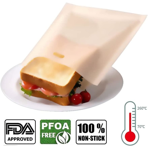 Brödrostpåsar Återanvändbara non-stick fickor Sandwich Brödrostpåsar 3 st, Toastiepåsar Tvättbar present