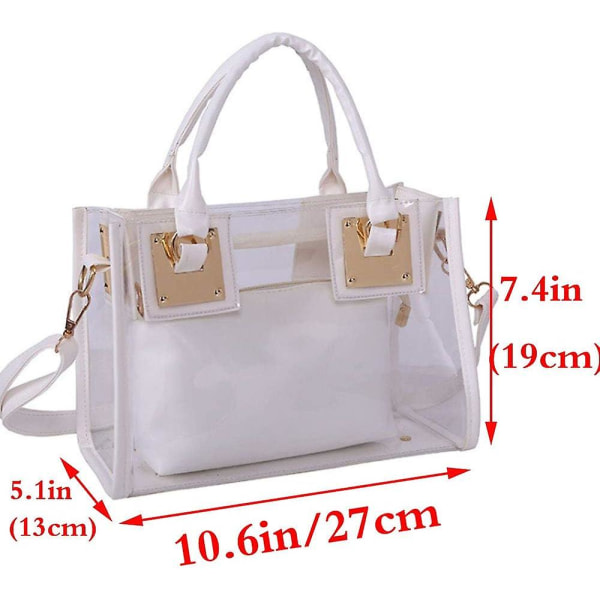 Dame 2 stk. Liten Klar Tote Strand Skulderveske Topphåndtak Veske Pvc Transparent Satchel Håndveske Hvit White