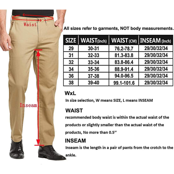 Chino-byxor för Yetsye män Casual Chinos Regular Fit Smart Pants