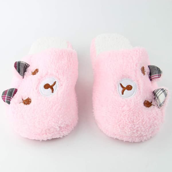 Dam- och herrtofflor, varma inomhus- och utomhusplyschfoder, halkfria tofflor 1pink Bear 4.55