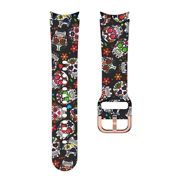 Kuvioitu silikonisoljellinen kellon ranneke Samsung Galaxy Watch4 Classic 42/46mm/Active 40/44mm -kelloille Colorful Skull