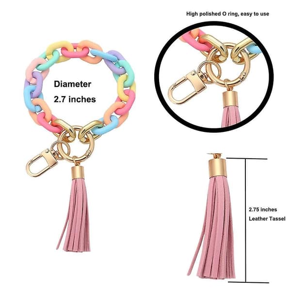 Kraftig Kædeled Håndleds Nøglering Akryl Armring Nøglering Kæde Sød Boho Moderne Bil