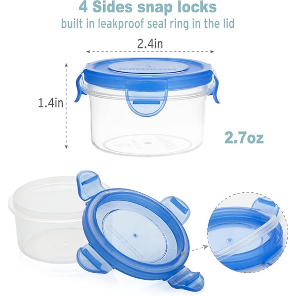 Sett med 6 krydderbeholdere med lufttette, lekkasjesikre lokk - 80 ml salatdressingbeholdere