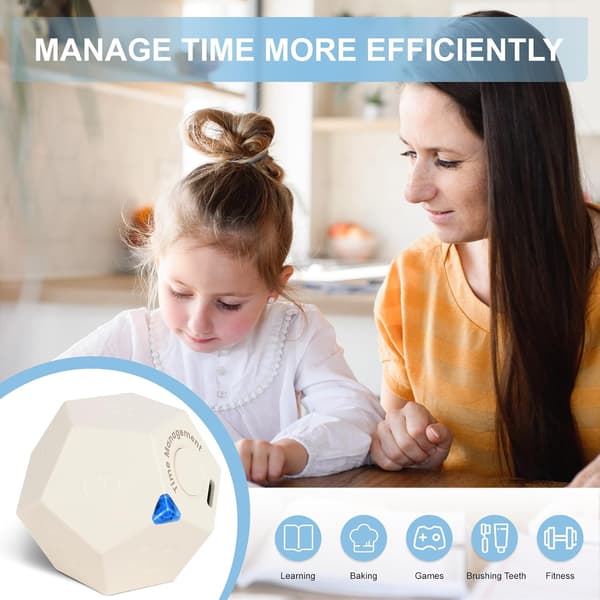 Cube Timer, Desktop Rotation Pomodoro Timer, Genopladelig Vibrationsproduktivitetstimer, 12-sidet Tidsstyring yeollow