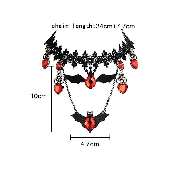 Vintage musta choker-kaulakoru naisille tytöille Halloween-koristeisiin juhlatarvike style 1