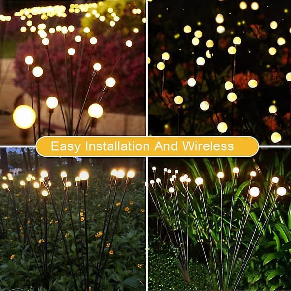 Solcelle Hagelys - 2 Pakk Led Solcelle Sankthansorm Lys Warm 6 head