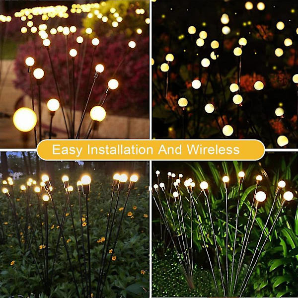 Solcellehavelamper - 2 pak Led Solcelle Sankt Hans Orm Lys Warm 6 head