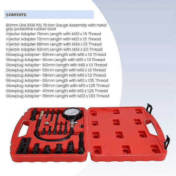 TU-15B Tryckmätare Motor Kompressionstestare Set Kit Cylinder Test Gauge